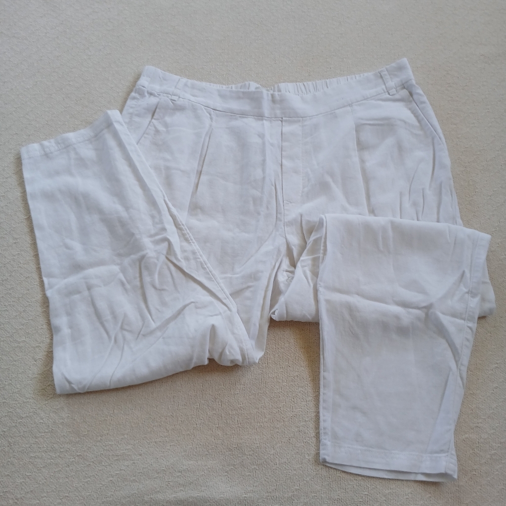 m&s linen white pull on pants coastal beach vacation 14 elegance minimal vacat